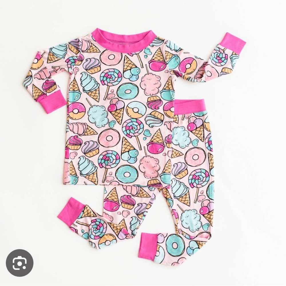 Little Sleepies Pink Sweet Treats Print Pajama Set